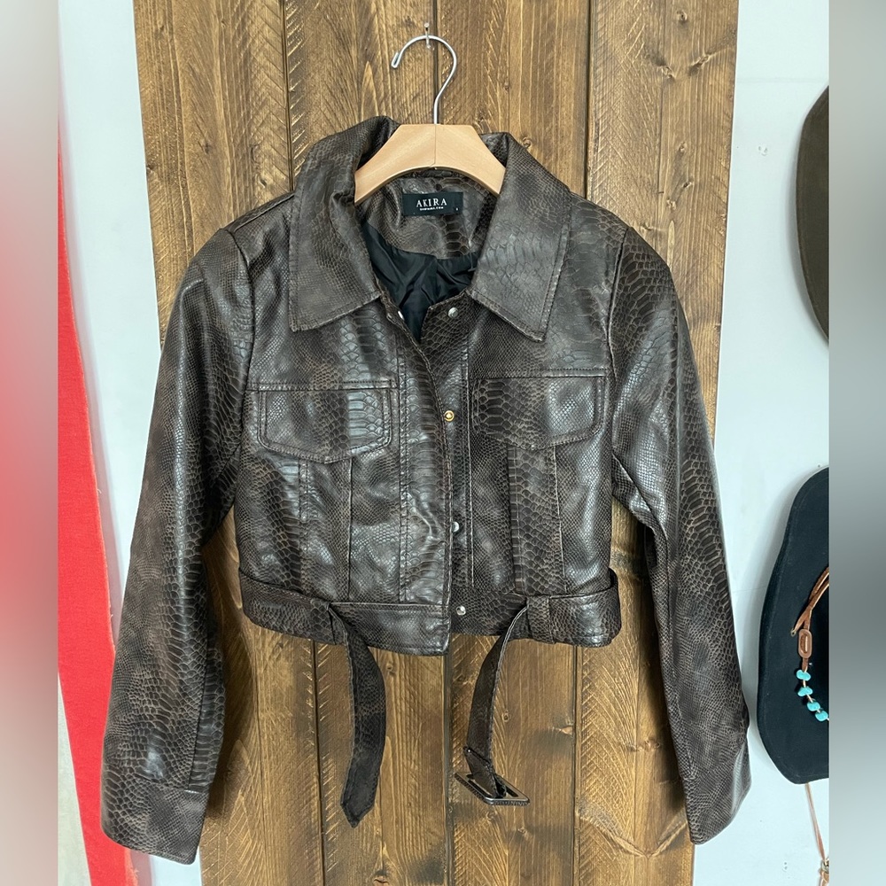 Azalea Wang AKIRA faux leather Moto jacket